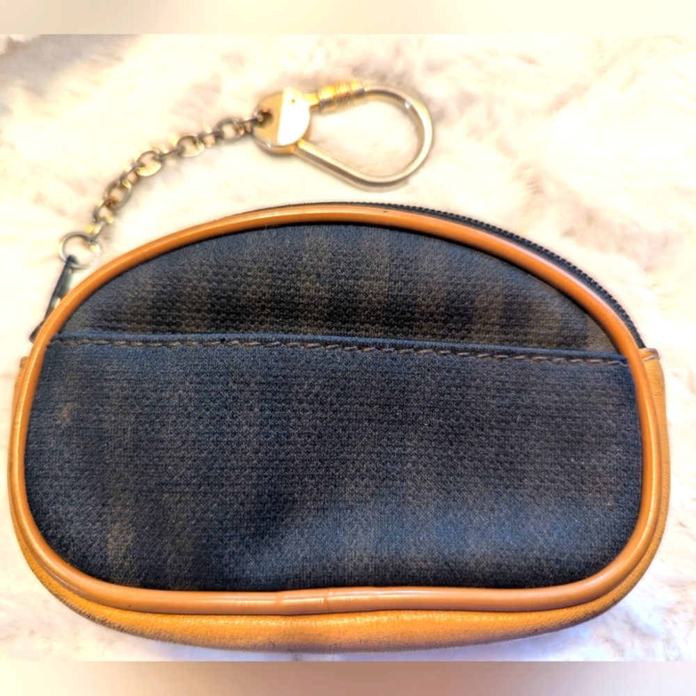 Fendi Black and Tan Compact Wallet with Leather Trim